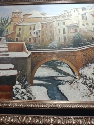 Óleo sobre tabla Granada Miguel Rivas 1980