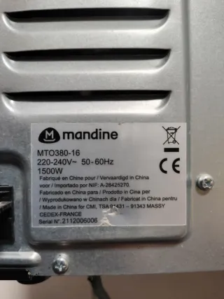 Horno Eléctrico Mandine 38L