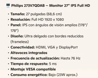 Monitor Philips Negro