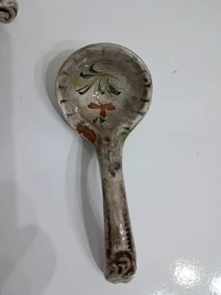 Sopera Vintage Cerámica Flores ,cucharón y Bandeja