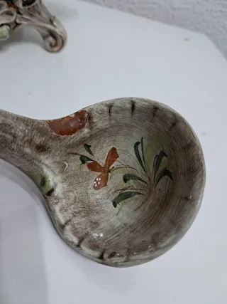 Sopera Vintage Cerámica Flores ,cucharón y Bandeja