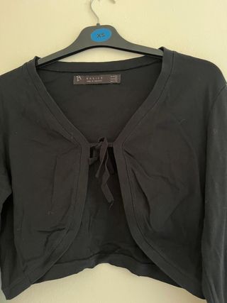 Bolero Negro Talla L Punto Fino | Rebeca Crop Top