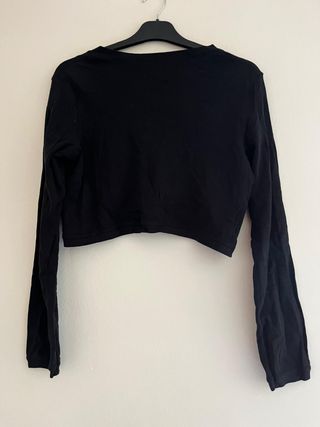 Bolero Negro Talla L Punto Fino | Rebeca Crop Top