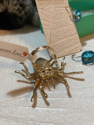 Anillo araña y pendientes piedras cristal turquesa