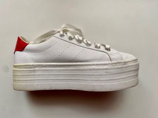 Zapatillas plataforma blancas lazo  36