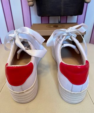 Zapatillas plataforma blancas lazo  36