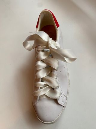 Zapatillas plataforma blancas lazo  36