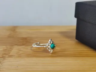 Anillo Nudo de Bruja Plata Turquesa Ajustable