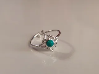 Anillo Nudo de Bruja Plata Turquesa Ajustable