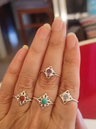 Anillo Nudo de Bruja Plata Turquesa Ajustable