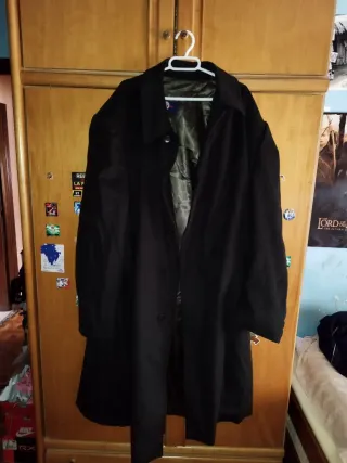 Abrigo largo lana alpaca XXL negro. Estilo Loden