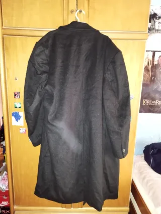 Abrigo largo lana alpaca XXL negro. Estilo Loden