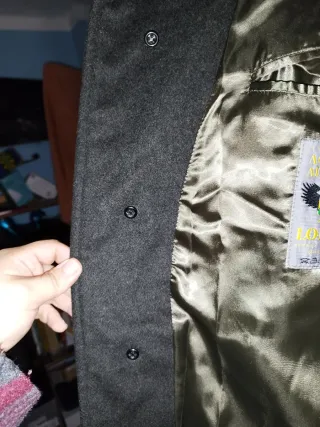 Abrigo largo lana alpaca XXL negro. Estilo Loden