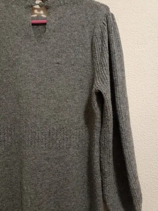 VESTIDO JERSEY GRIS DE MANGA LARGA