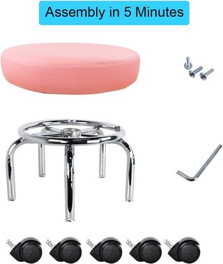 Taburete rosa con ruedas 32 cm