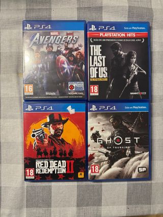 Pack 4 Juegos PS4: Avengers, Last of Us, RDR2, Gho