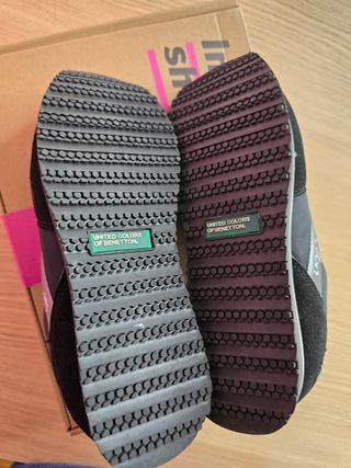 Zapatillas Benetton Talla 37 Negras y Plateadas