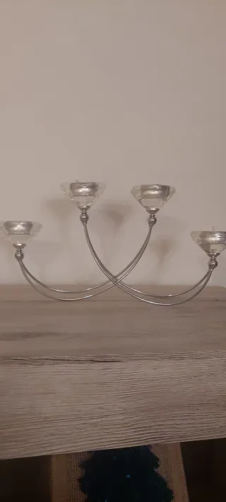 Portavelas de metal y cristal