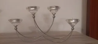 Portavelas de metal y cristal