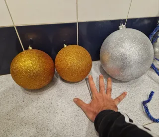 Bolas Navidad XXL 20/15 cm Oro y Plata