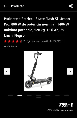 Patinete Eléctrico Skateflash SK Urban Pro Con dgt