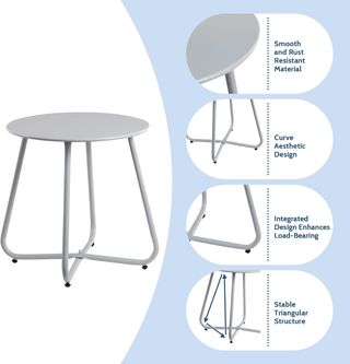 Mesa Auxiliar Redonda Metálica Gris 44cm