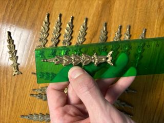 Applique in ottone antico/vintage a foglia di alloro