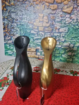 Jarrones Decorativos Aluminio Negro y Dorado