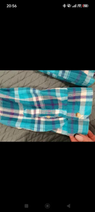 Camisa cuadros mujer azul y turquesa