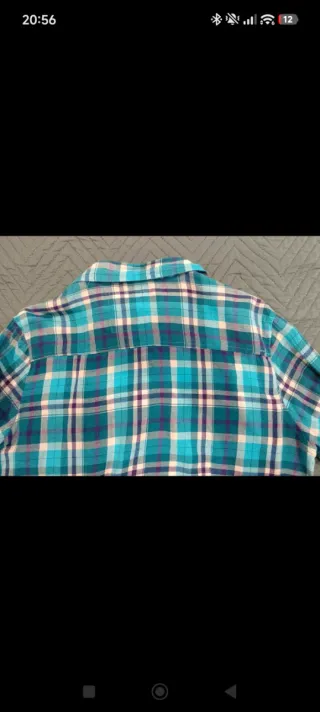 Camisa cuadros mujer azul y turquesa