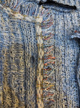 Chaqueta Tweed Mango Azul y Blanco