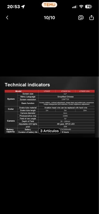 Endoscopio Industrial UNI-T HD
