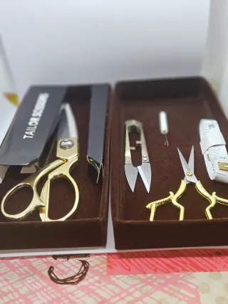 Set Tijeras Costura Profesional Doradas