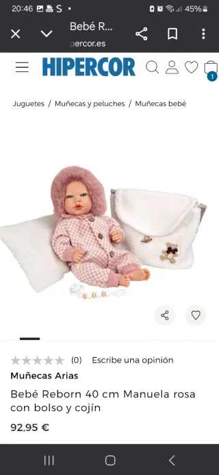 Bebé Reborn Arias 40 cm Rosa Nuevo