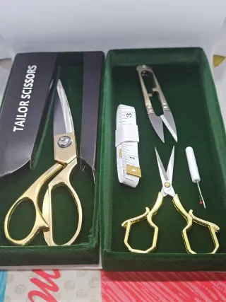 Set Tijeras Costura Profesional Doradas