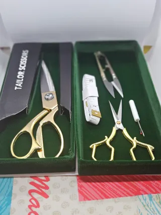 Set Tijeras Costura Profesional Doradas
