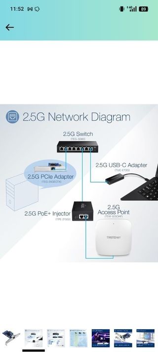 TRENDnet TEG-25Gectx Adaptador PCIe 2,5 Gbase-T