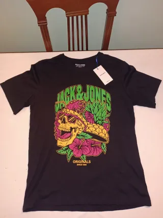 Camiseta Jack & Jones Talla M. Calavera. Barata