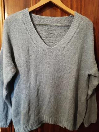 Jersey de punto azul lana y mohair