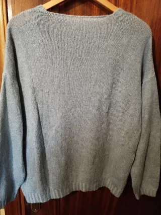 Jersey de punto azul lana y mohair