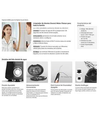 ★ Irrigador Dental Oral Profesional, 600ml, Negro