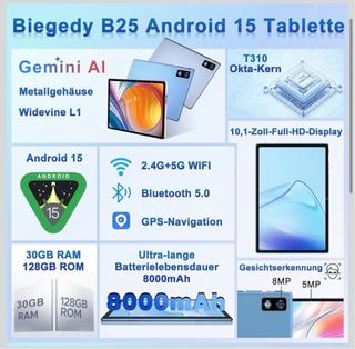 Tablet BIEGEDY 2026 10” Android 15