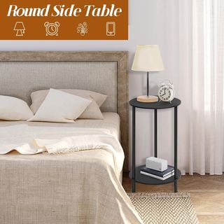 Juego 2 Mesas Auxiliares Redondas Negras