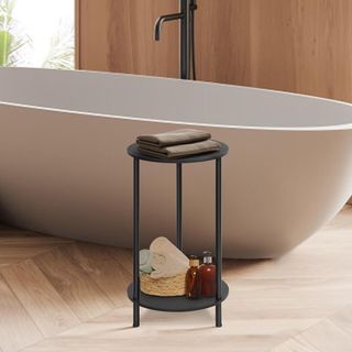 Juego 2 Mesas Auxiliares Redondas Negras