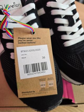 Zapatillas Benetton Talla 36 Negras y Blancas
