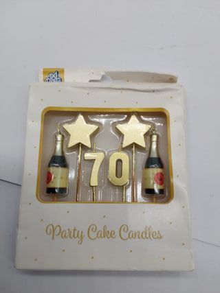 Paper Dreams Velas para tartas, 70 años, cera y madera, color dorado