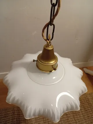 Lampada a sospensione vintage in vetro opalino