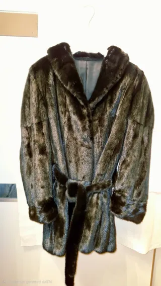 Pelliccia nera con cintura tg. 44