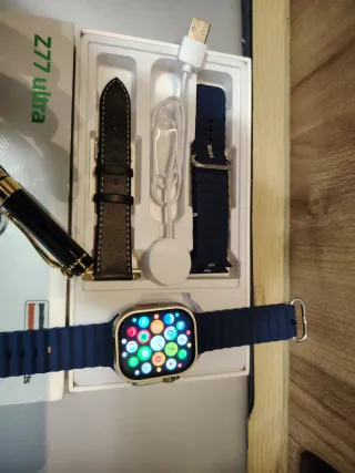 Smartwatch Z77 Ultra Blu/Oro + Penna
