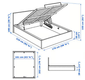 Cama Malm Ikea con almacenaje + colchón